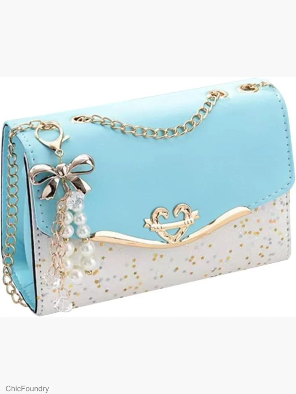 PU Leather Hobo Bag with Sequin Crossbody & Chain Strap